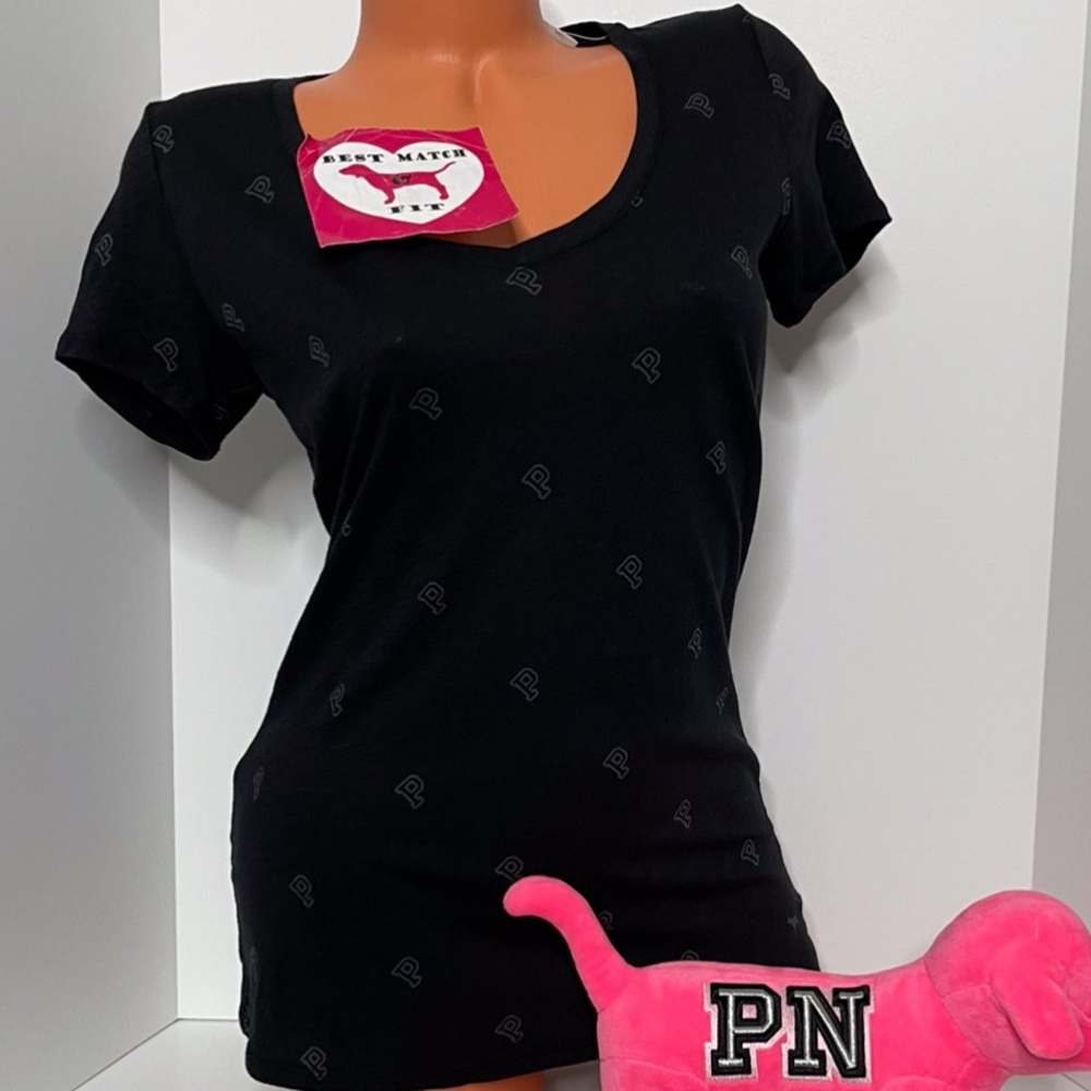 Victoria’s Secret PINK XS S L 100% Cotton Logo T-shirt V-neck Plunge P